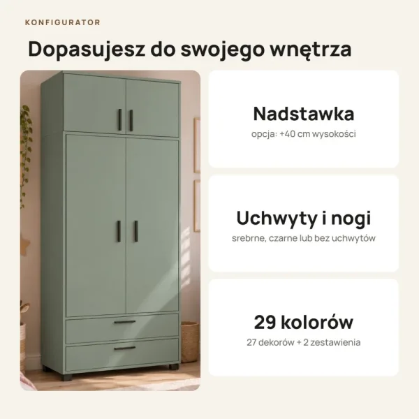 Szafa z szufladami Kamil - Dymiona Zieleń