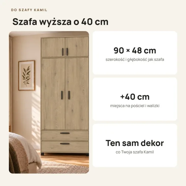 Nadstawka do szafy Kamil - Dąb Cremona