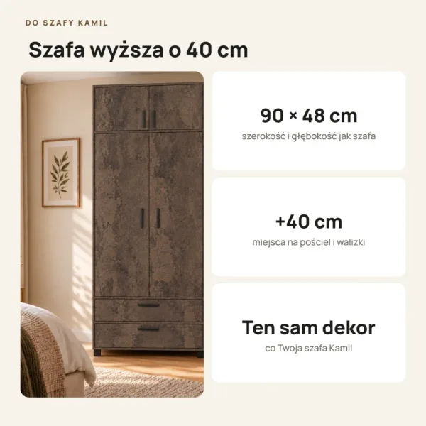 Nadstawka do szafy Kamil - Beton Rdzawy