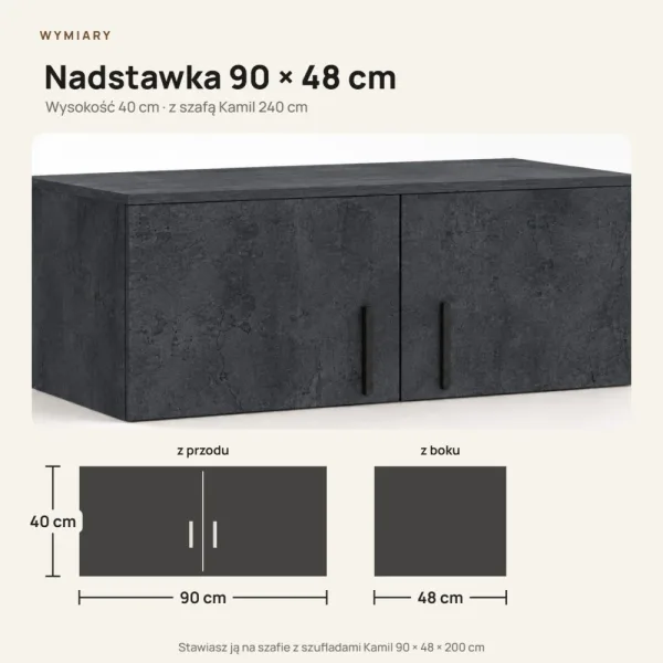 Nadstawka do szafy Kamil - Beton Czarny
