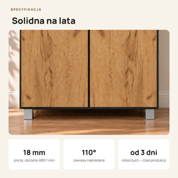 Szafa podwójna - Czarny / Dąb Złoty
