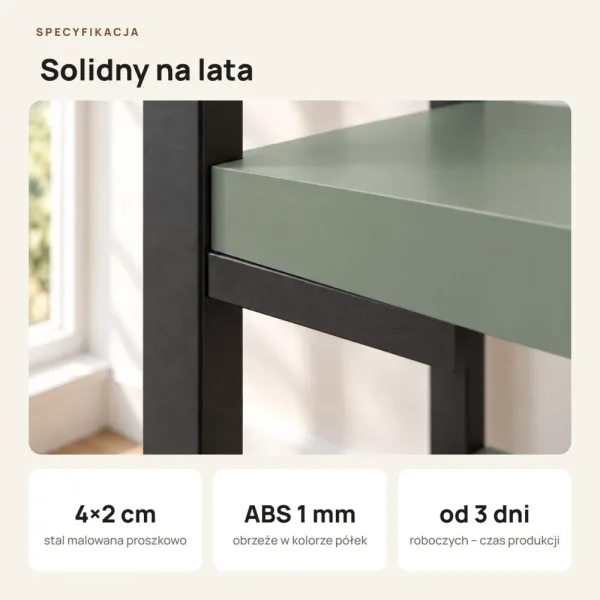 Regał Metalowy Loftowy Industrialny Dymiona Zieleń