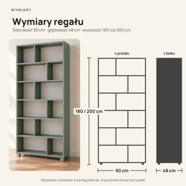 Regał z półkami Marek - Dymiona Zieleń