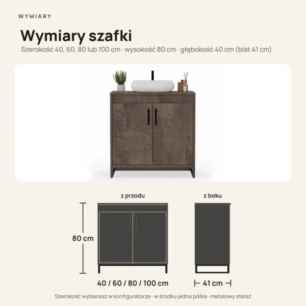 Szafka pod umywalkę - Beton rdzawy