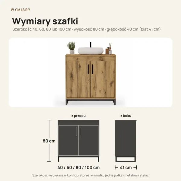 Szafka pod umywalkę - Dąb Wotan