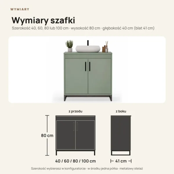 Szafka pod umywalkę - Dymiona Zieleń