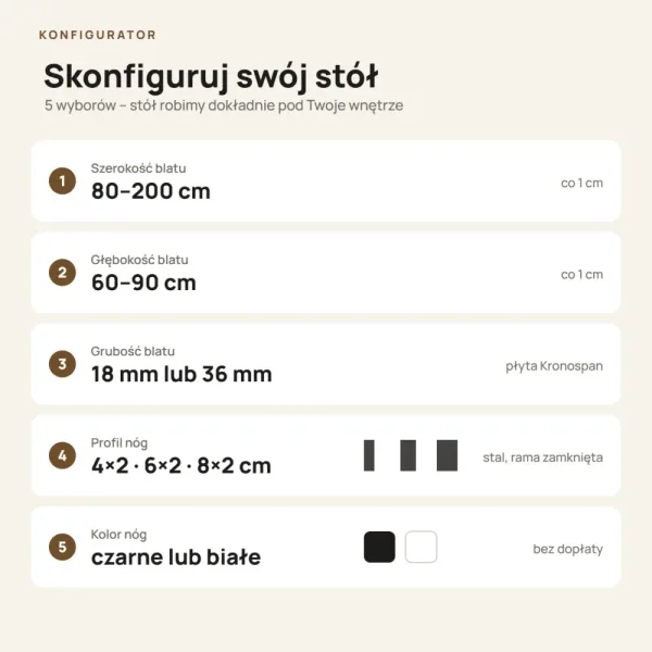 Stół kuchenny z metalowymi nogami - Dąb Wotan