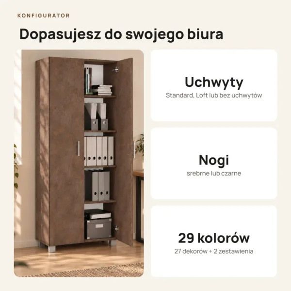 Szafa biurowa na segregatory - Beton Rdzawy