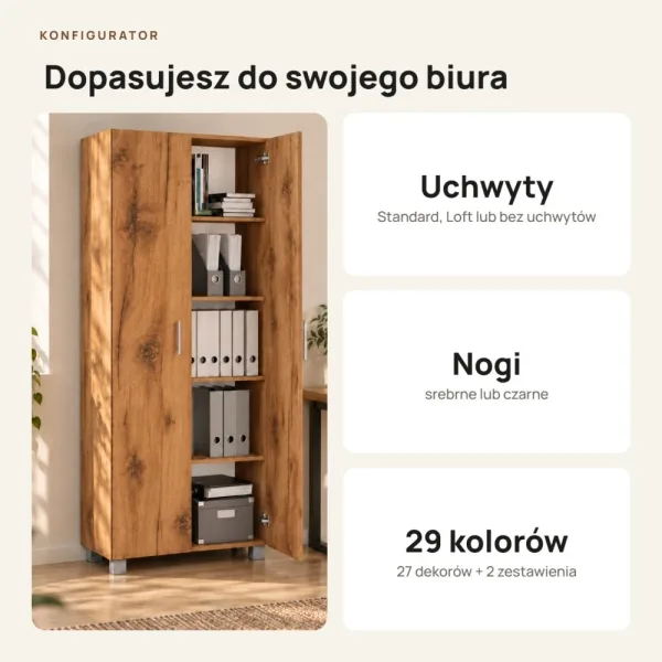 Szafa biurowa na segregatory - Dąb Wotan