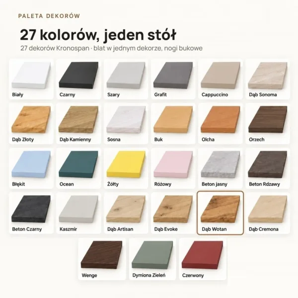 Stół kuchenny z nogami bukowymi - Dąb Wotan