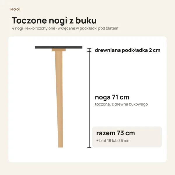 Stół kuchenny z nogami bukowymi - Dąb Wotan