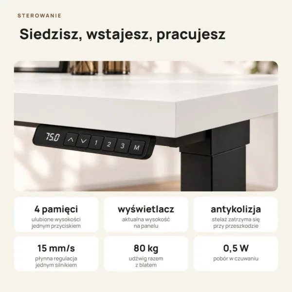 Biurko z elektryczną regulacją wysokości - Biały