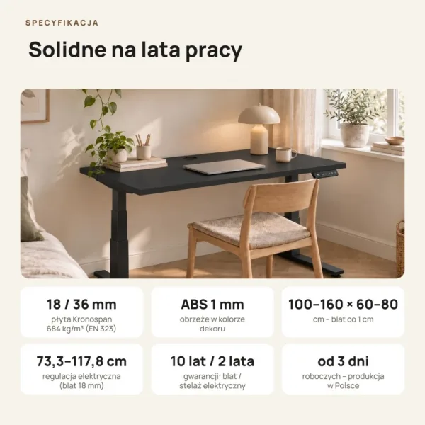 Biurko z elektryczną regulacją wysokości - Czarny