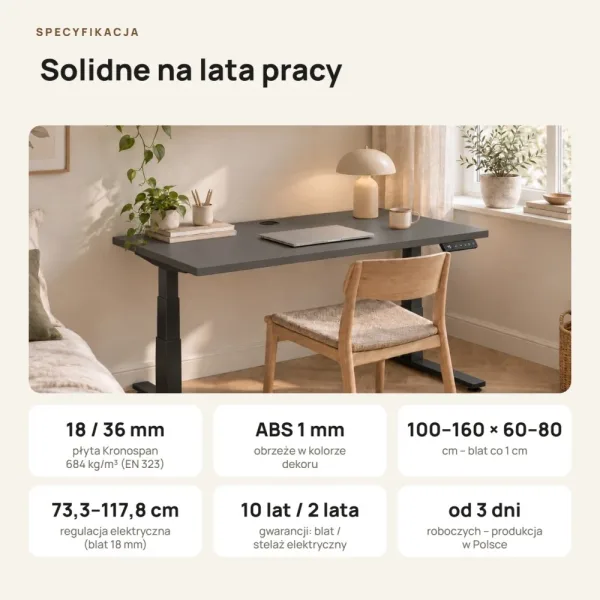 Biurko z elektryczną regulacją wysokości - Grafit
