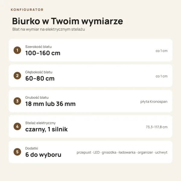 Biurko z elektryczną regulacją wysokości - Orzech