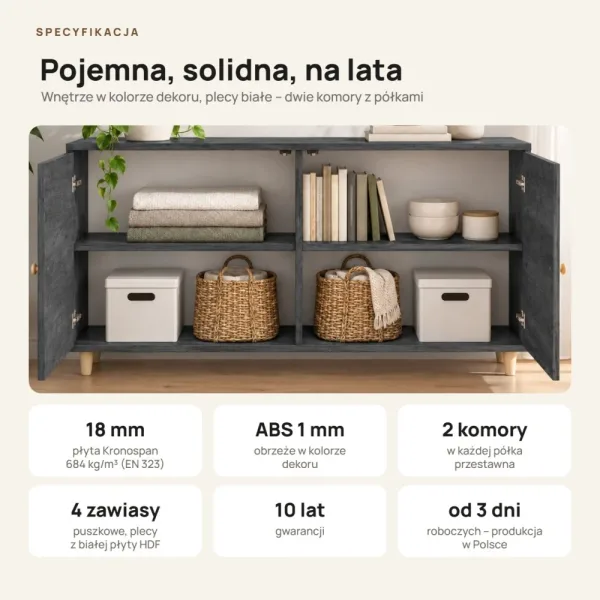 Komoda skandynawska Beton Czarny - Kolekcja SCANDI