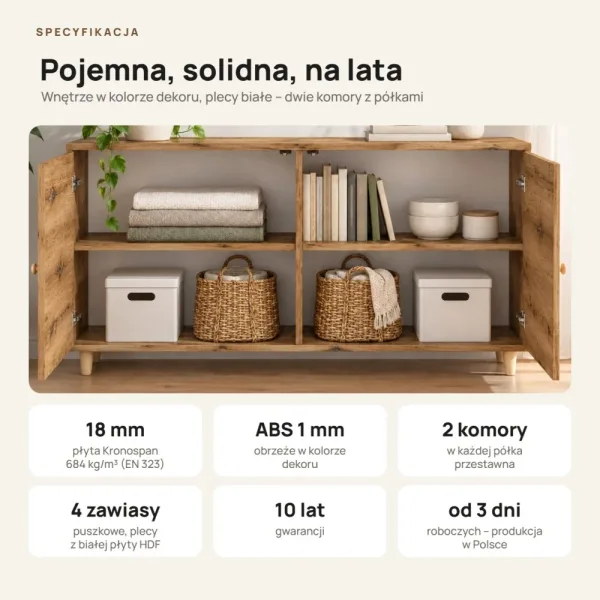 Komoda skandynawska Dąb Wotan - Kolekcja SCANDI