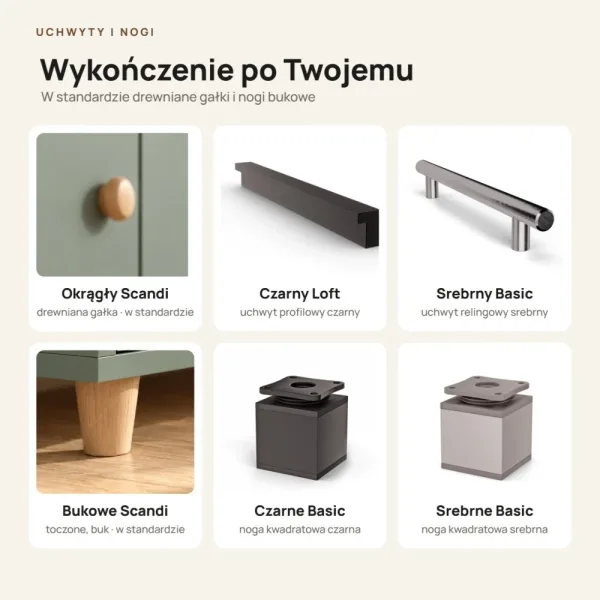 Komoda skandynawska Dymiona Zieleń - Kolekcja SCANDI