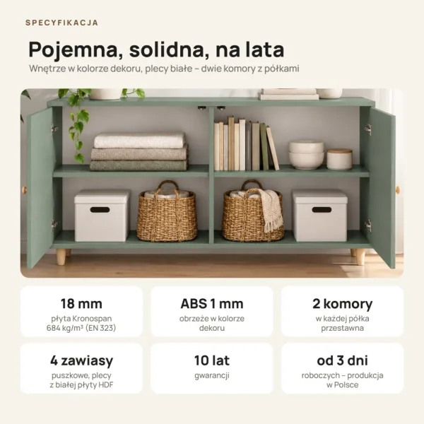 Komoda skandynawska Dymiona Zieleń - Kolekcja SCANDI