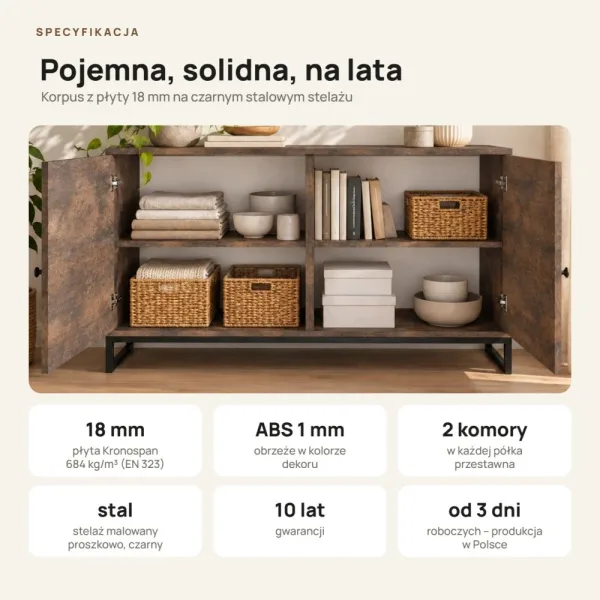 Komoda metalowa Beton Rdzawy - kolekcja Metalove