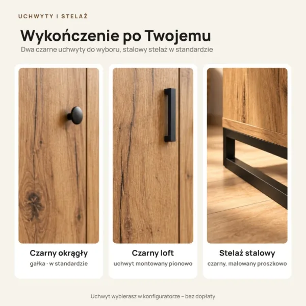 Komoda metalowa Dąb Evoke - kolekcja Metalove