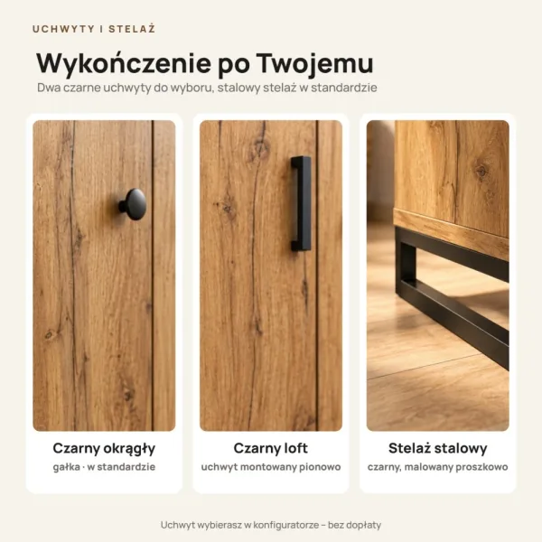 Komoda metalowa Dąb Wotan - kolekcja Metalove