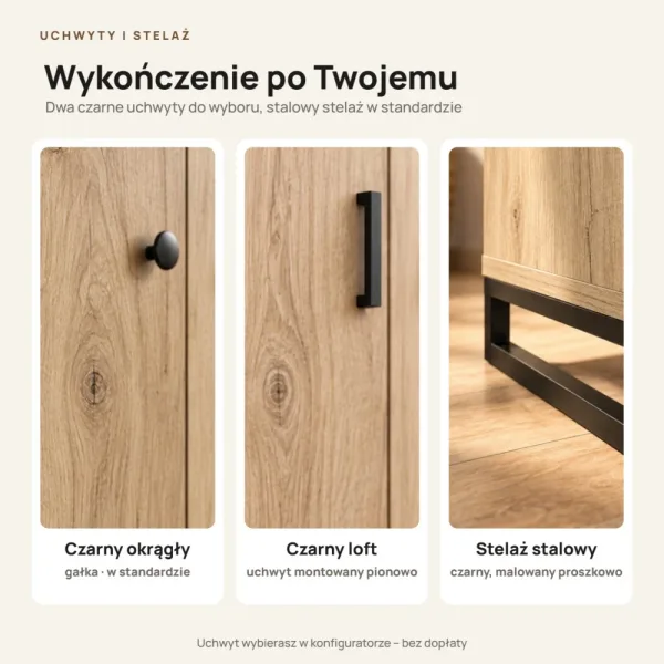 Komoda metalowa Dąb Cremona - kolekcja Metalove