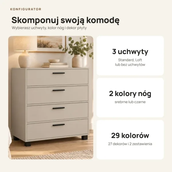 Komoda z szufladami Anna - Kaszmir