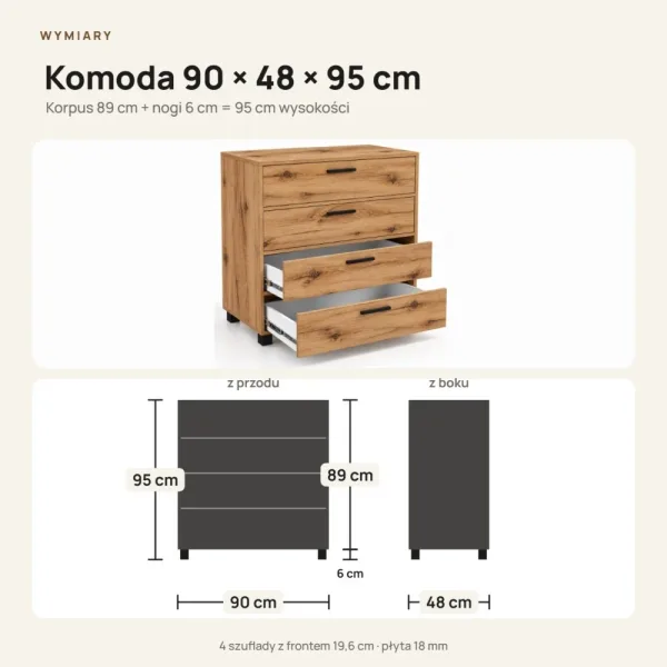 Komoda z szufladami Anna - Dąb Evoke