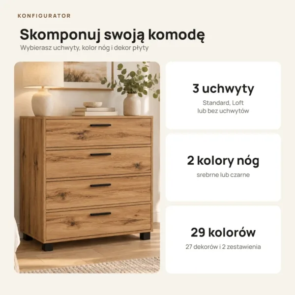 Komoda z szufladami Anna - Dąb Evoke