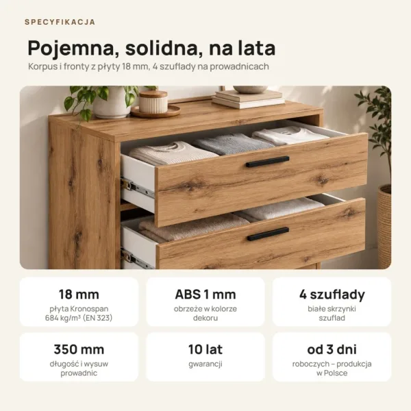 Komoda z szufladami Anna - Dąb Evoke