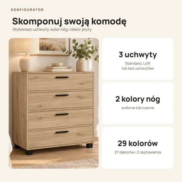 Komoda z szufladami Anna - Dąb Cremona