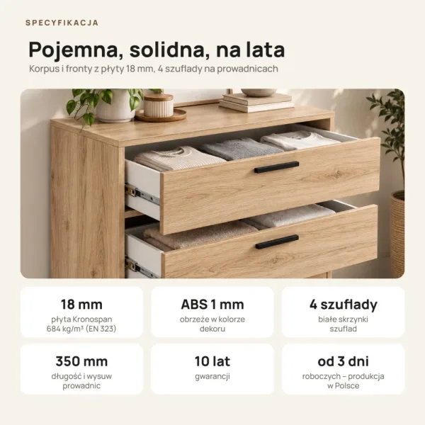 Komoda z szufladami Anna - Dąb Cremona