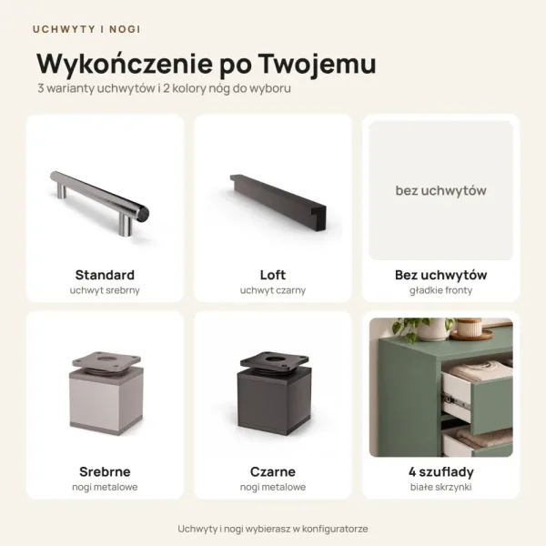 Komoda z szufladami Anna - Dymiona Zieleń