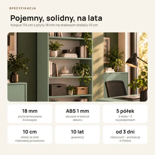 Regał metalowy podwójny Dymiona Zieleń - kolekcja Metalove