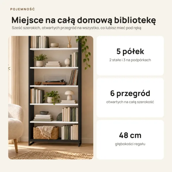 Regał metalowy podwójny Czarny / Biały - kolekcja Metalove