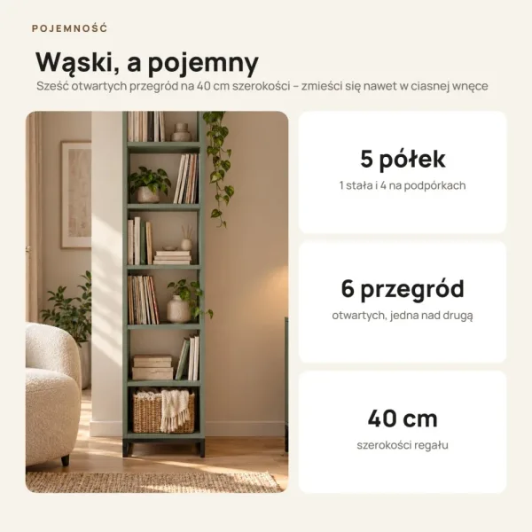 Regał metalowy pojedynczy Dymiona Zieleń - kolekcja Metalove