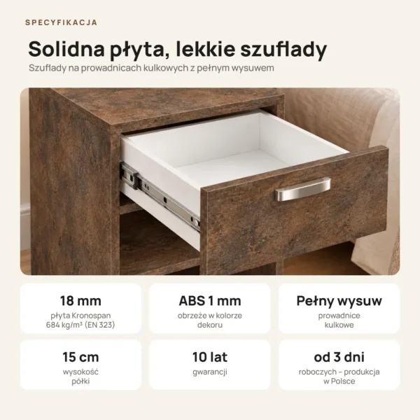 Szafka nocna - Beton Rdzawy