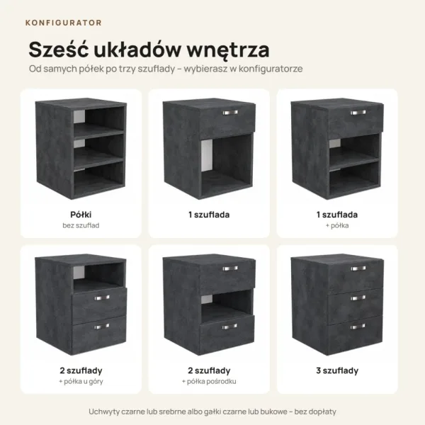 Szafka nocna - Beton Czarny