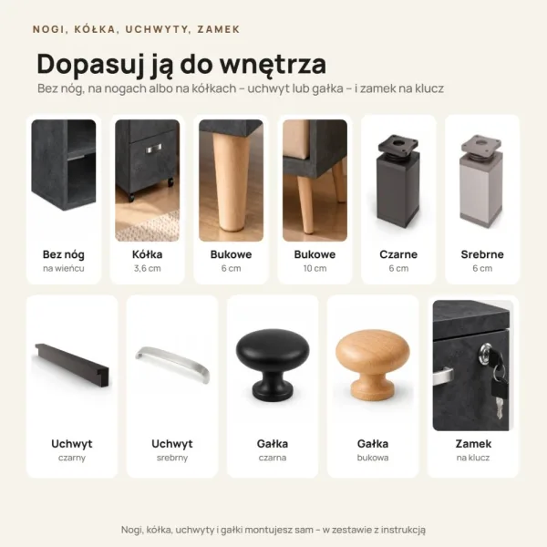 Szafka nocna - Beton Czarny