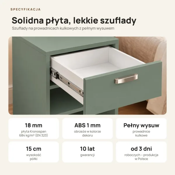 Szafka nocna - Dymiona Zieleń