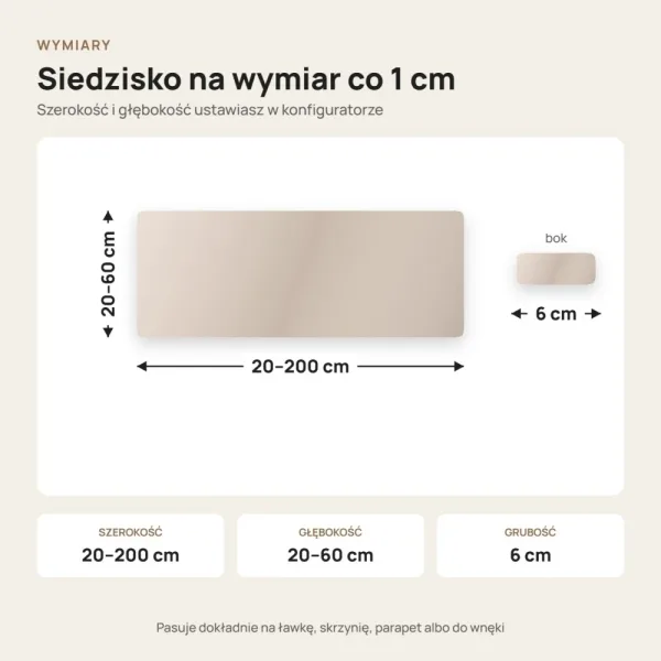 Siedzisko tapicerowane na wymiar Magic Velvet 2201 jasny beż