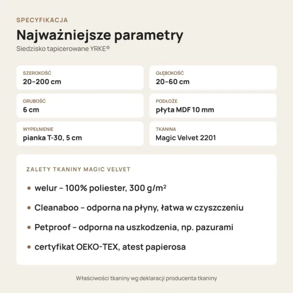 Siedzisko tapicerowane na wymiar Magic Velvet 2201 jasny beż