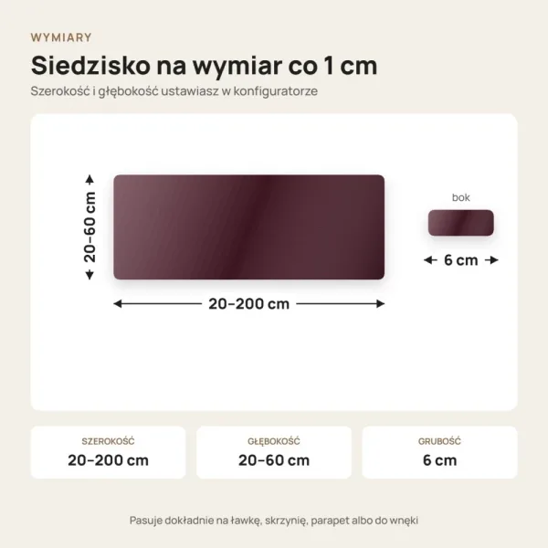 Siedzisko tapicerowane na wymiar Magic Velvet 2202 oberżyna