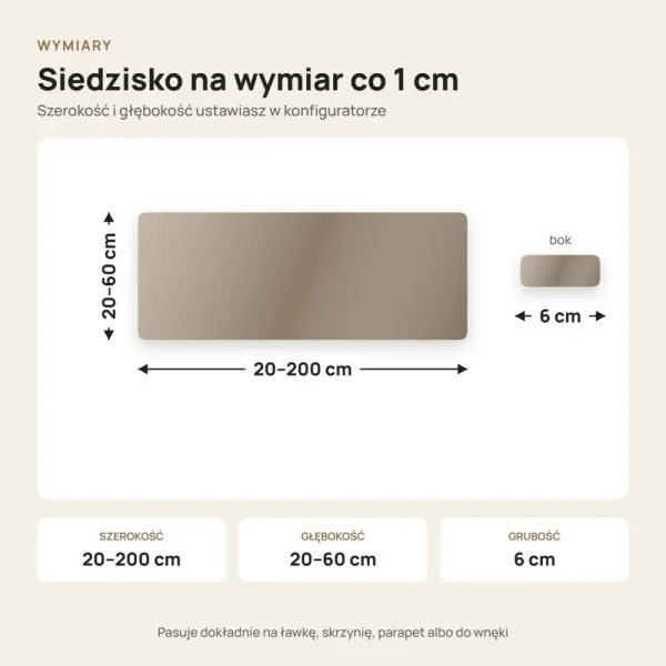 Siedzisko tapicerowane na wymiar Magic Velvet 2208 beż