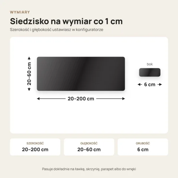 Siedzisko tapicerowane na wymiar Magic Velvet 2272 antracyt