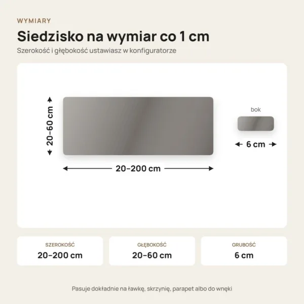 Siedzisko tapicerowane na wymiar Magic Velvet 2241 szary