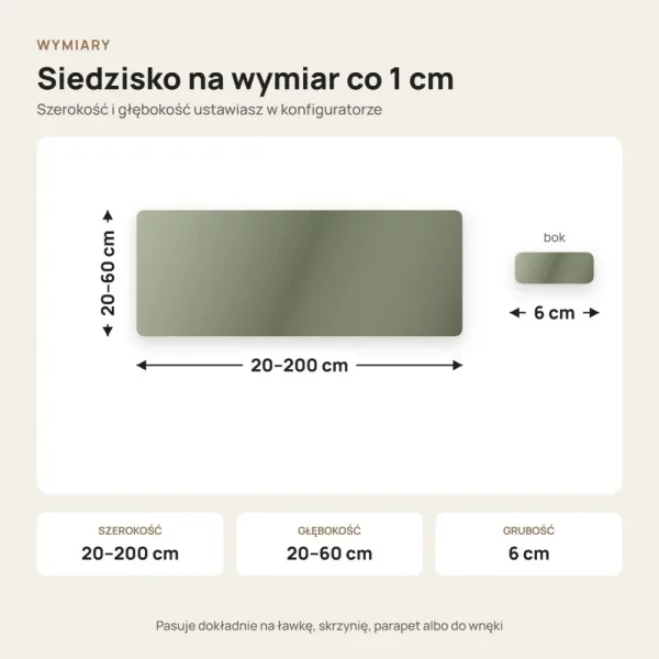 Siedzisko tapicerowane na wymiar Magic Velvet 2243 khaki