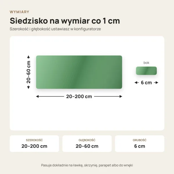 Siedzisko tapicerowane na wymiar Magic Velvet 2235 zielony