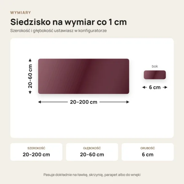 Siedzisko tapicerowane na wymiar Magic Velvet 2229 bordowy